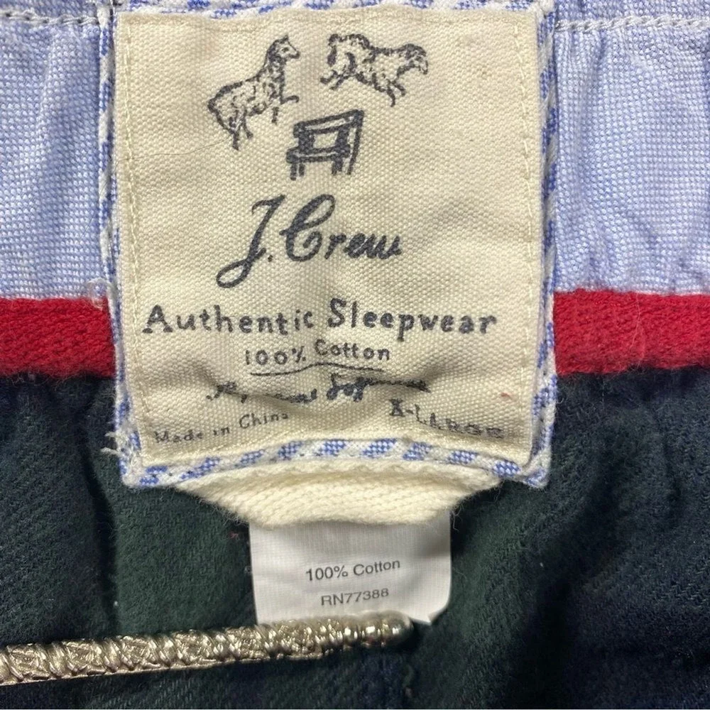 J Crew Mens XL Polar Bear Pajama Pants Plaid Flannel Christmas Embroidered